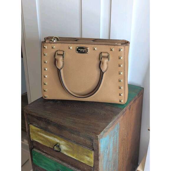 Michael Kors Satchel - Kellen, Brown , Studded, Removable Strap - Picture 2 of 8